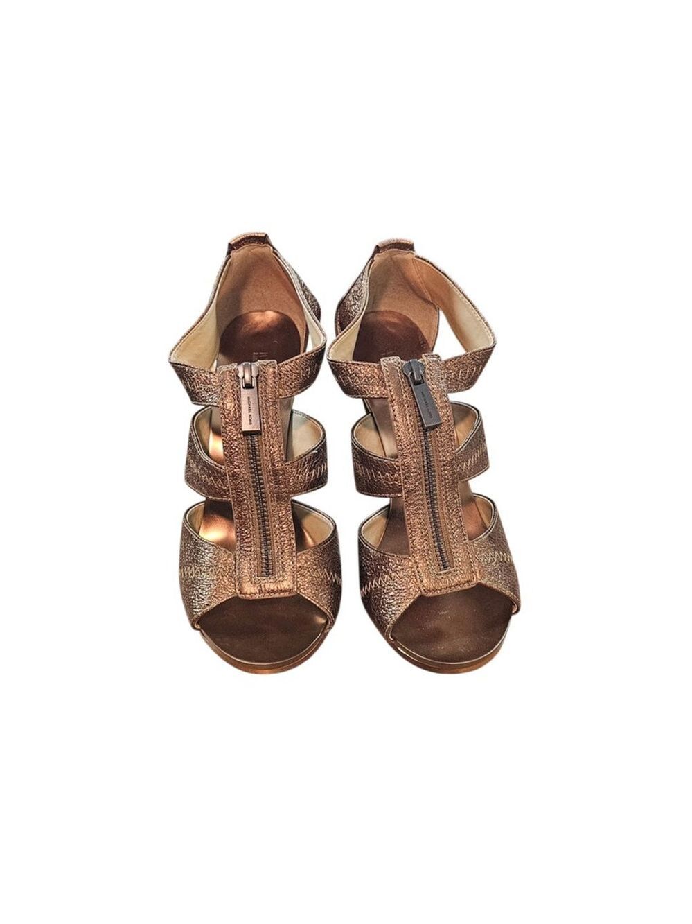 Michael Kors Bronze Metallic Zipper Heels - Picture 3 of 16